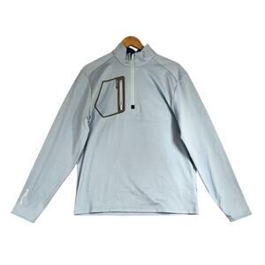 RLX Ralph Lauren 1/4 Zip Pullover Men's Medium Light Blue Fleece Lined Golf NEW